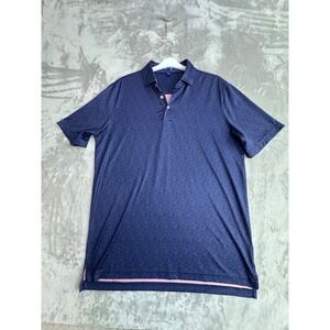Stitch Golf Mens Blue Pink Circle Print Performance Polo Shirt Size ML